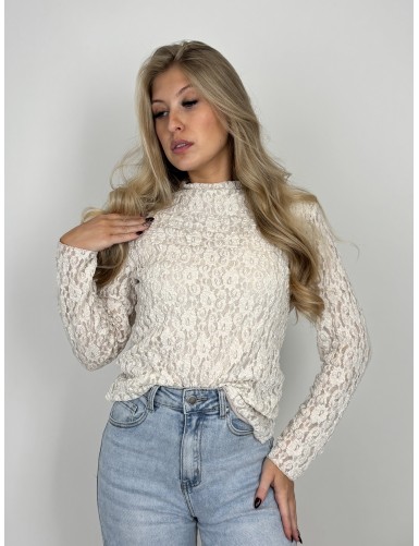 Blouse transparente beige...