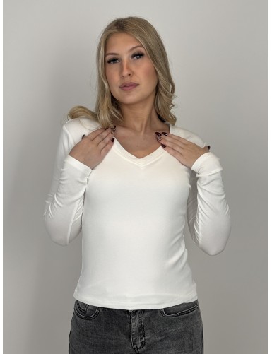 Blouse légère col V blanche...