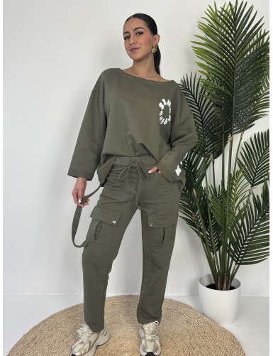 Pantalon ample kaki Carla