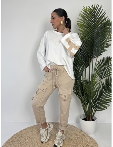 Pantalon ample beige Carla