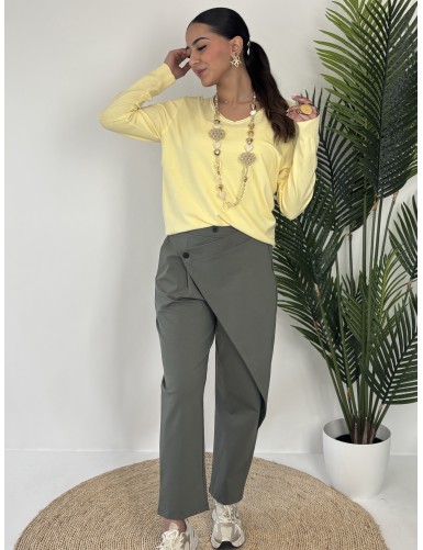 Pantalon léger uni kaki Molly