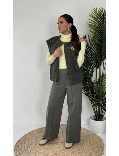Gilet ouvert à broche kaki...