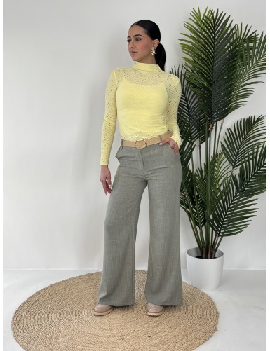 Pantalon ample kaki OLIVIA