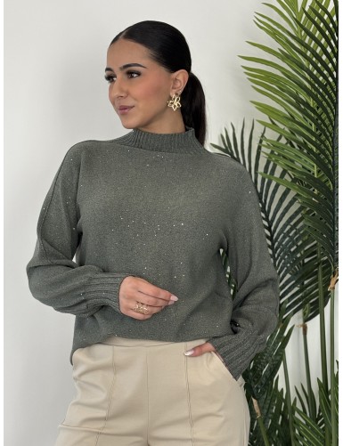 Pull col roulé kaki MAEVA