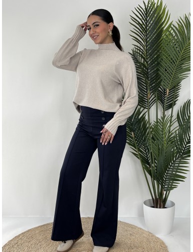 Pull col roulé beige MAEVA