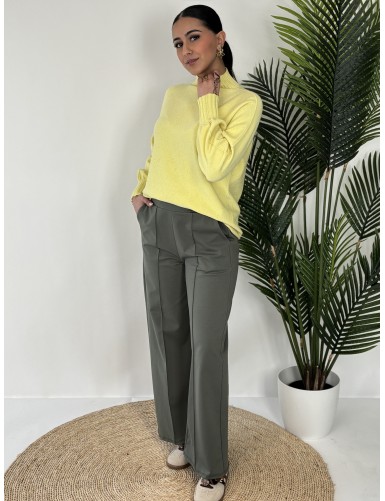Pull col roulé jaune MAEVA