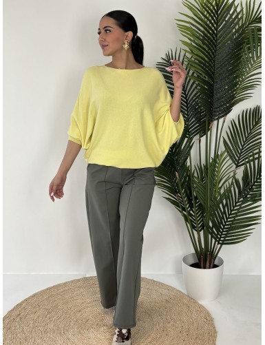 Pull col rond jaune LÉONIE