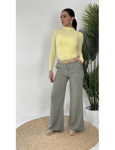 Blouse col haut jaune CELIA