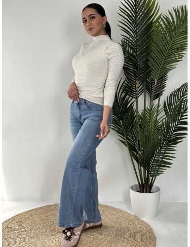 Blouse col haut beige CELIA