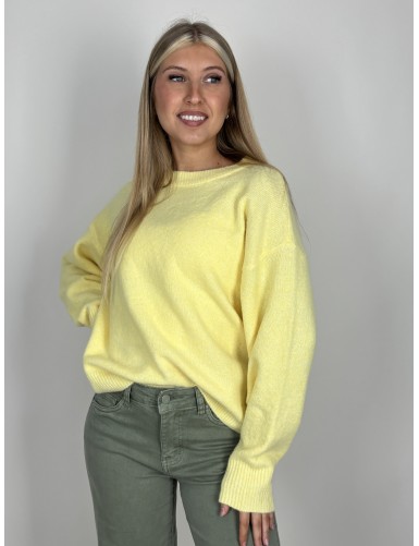 Pull col rond uni jaune Bianca