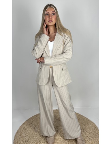 Blazer ligné beige Melodie