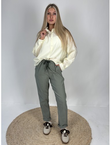 Pantalon ample uni kaki Elene