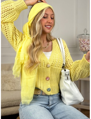 Gilet en maille léger jaune...