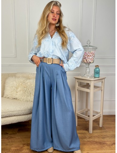 Pantalon style palazzo bleu...