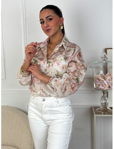 Chemise à motifs beige WENDY