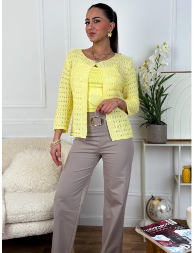 Gilet en maille léger jaune...