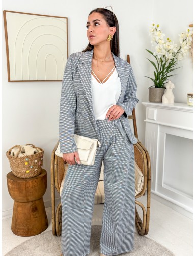 Pantalon ample bleu à...