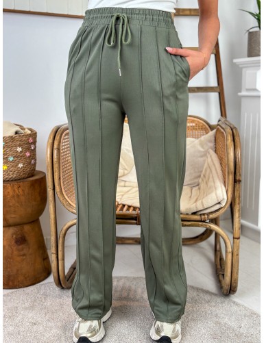 Pantalon léger ligné kaki...