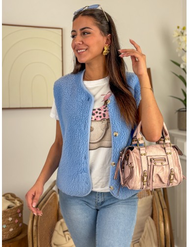 Gilet effet Teddy bleu ciel...