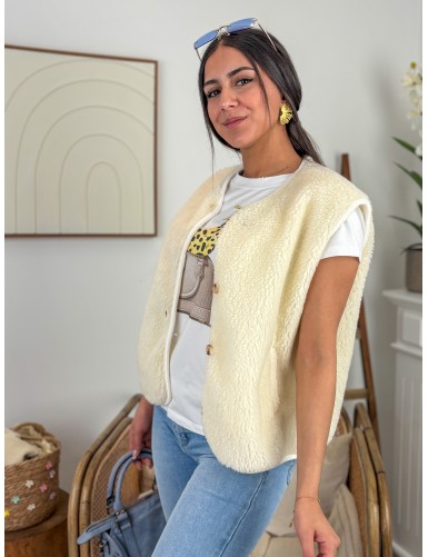 Gilet effet Teddy écru Greta