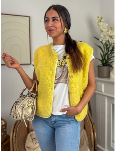 Gilet effet Teddy jaune Greta